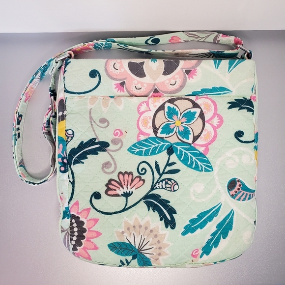 Vera Bradley Trip Zip Hipster Crossbody Purse – Floral Aqua Blue, Pink - Picture 4 of 8